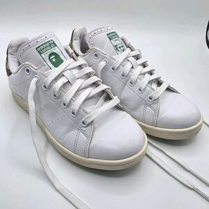 A Bathing Ape Adidas BAPE Stan Smith Men's 5.5 White Camo Golf Leather Sneakers